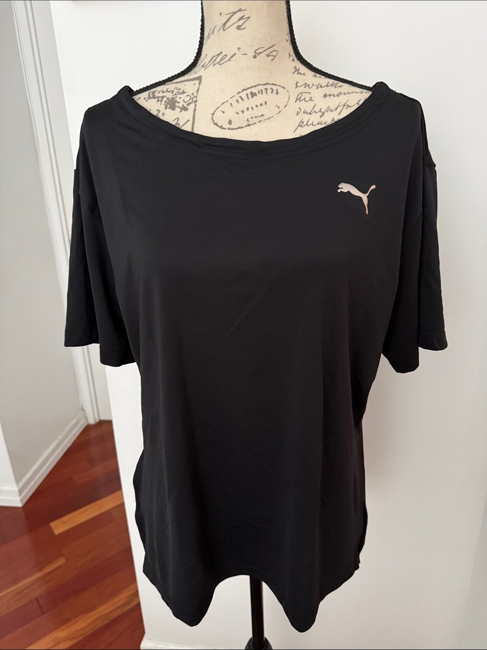 Puma Black Short Sleeve Tee with Silver Puma Formstrip Logo